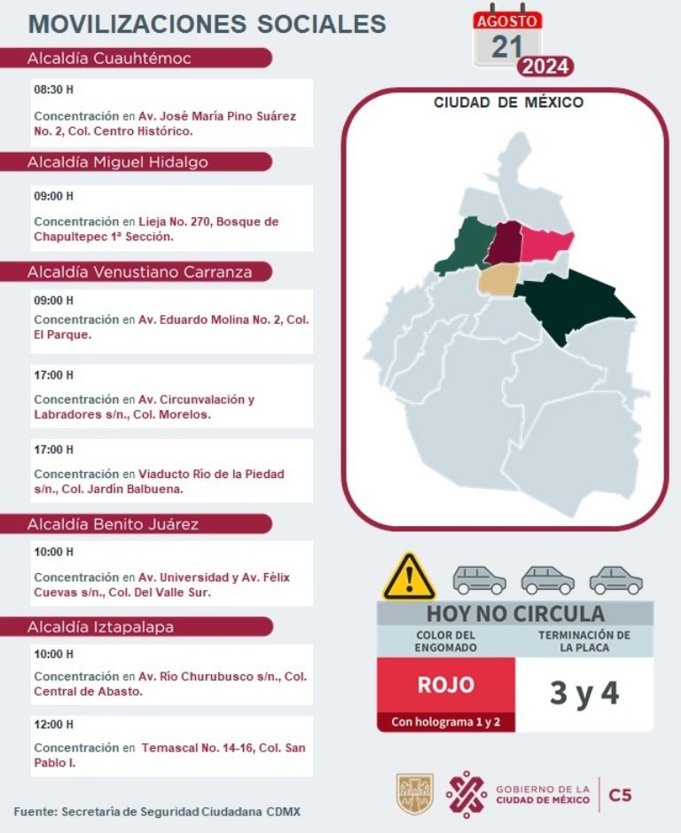 Tráfico en CDMX hoy 21 de agosto