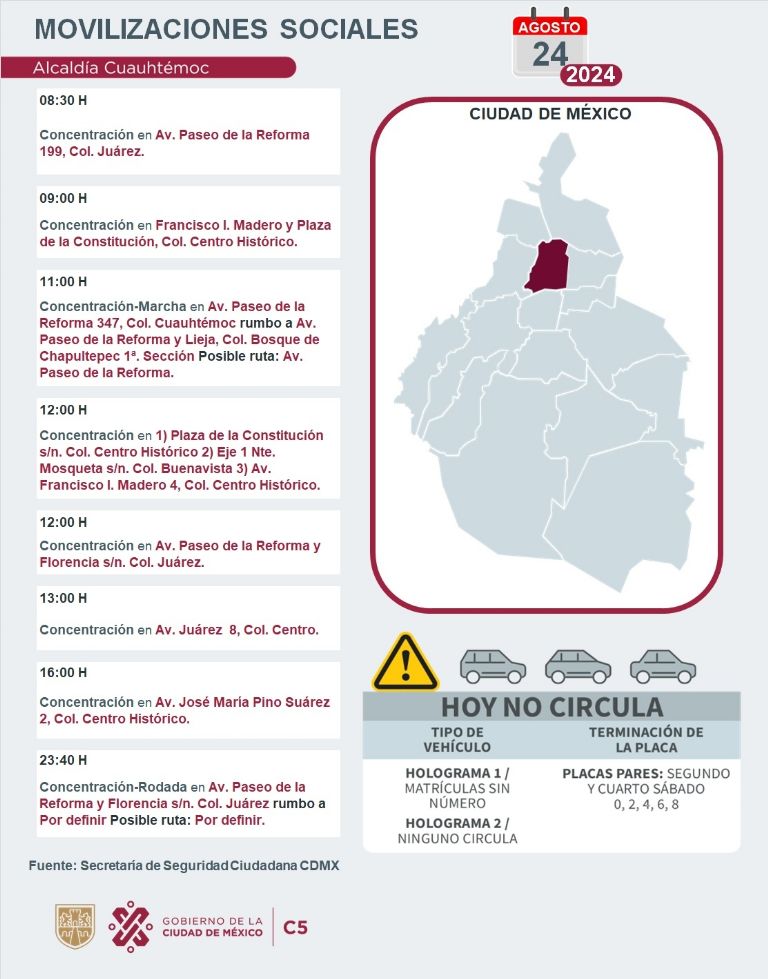 Tráfico en CDMX hoy 24 de agosto