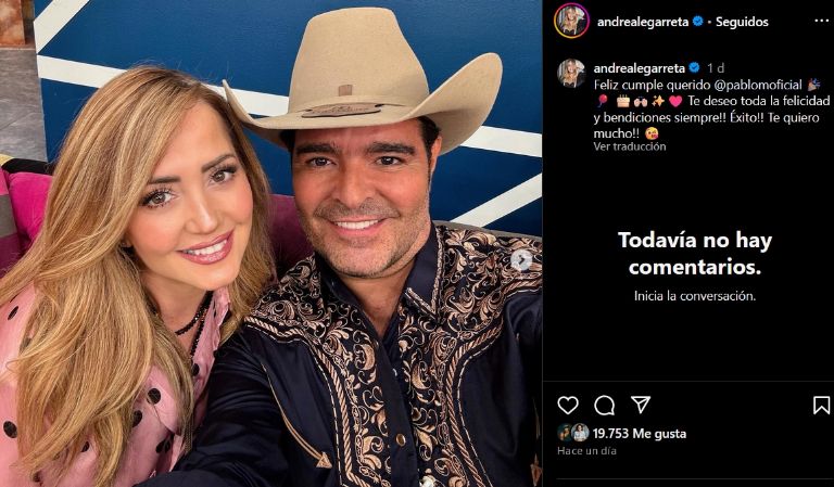 Andrea Legarreta felicita a Pablo Montero por su cumpleaños
