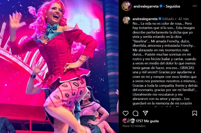 Andrea Legarreta se despide de su personaje en Vaselina