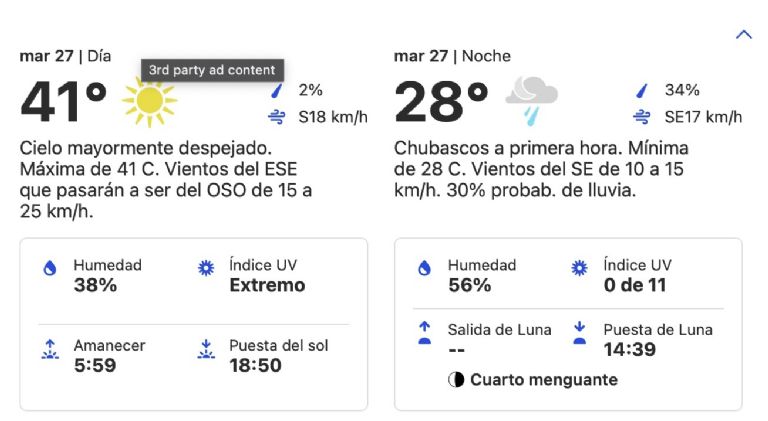 Clima en Hermosillo, Sonora, HOY miércoles 27 de agosto. Foto: Conagua