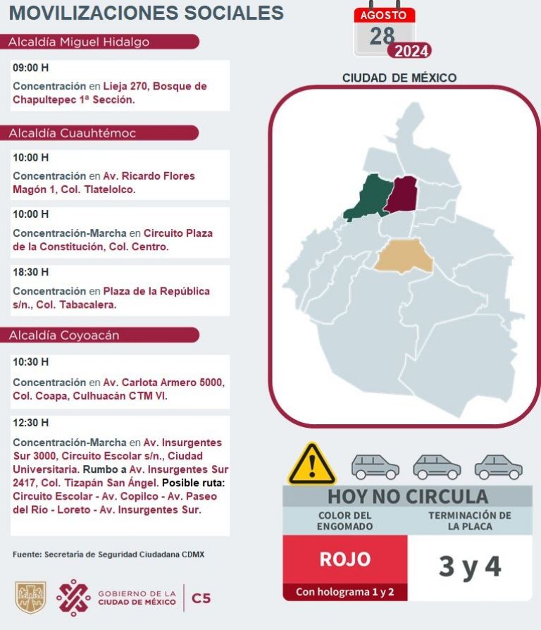 Tráfico en CDMX hoy 28 de agosto