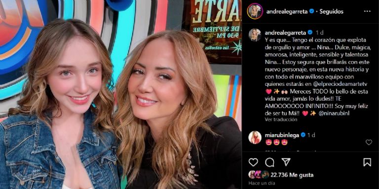 Andrea Legarreta da noticia sobre Nina Rubín