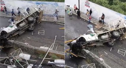 VIDEO: Camión cae desde un puente en Cuernavaca y provoca fatal accidente