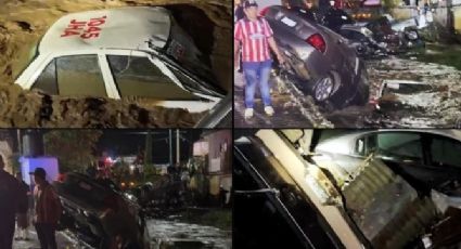 Lluvia y desborde de río sepulta autos y casas en Tejupilco; acuden equipos de emergencia