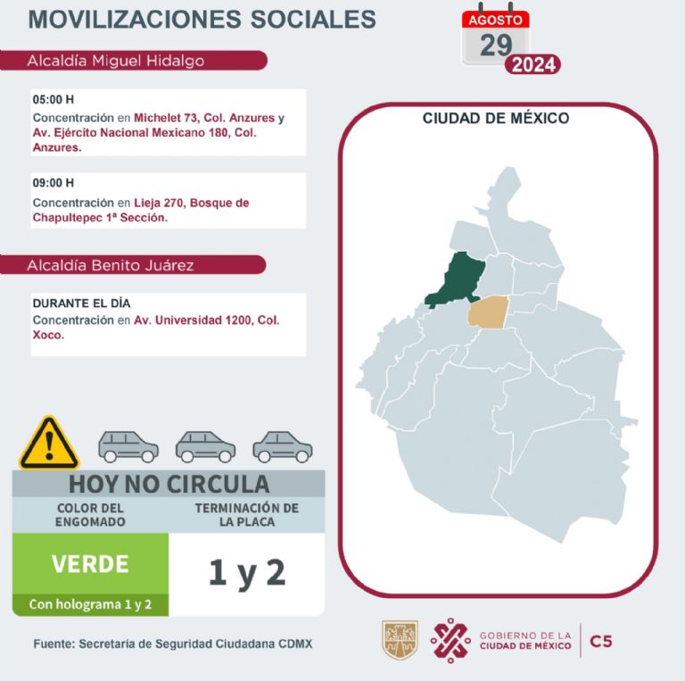Tráfico en CDMX hoy 29 de agosto