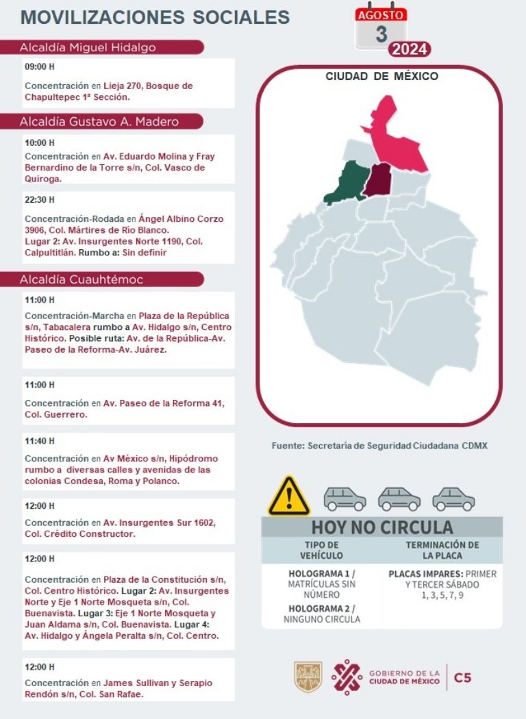 Tráfico en CDMX hoy 3 de agosto