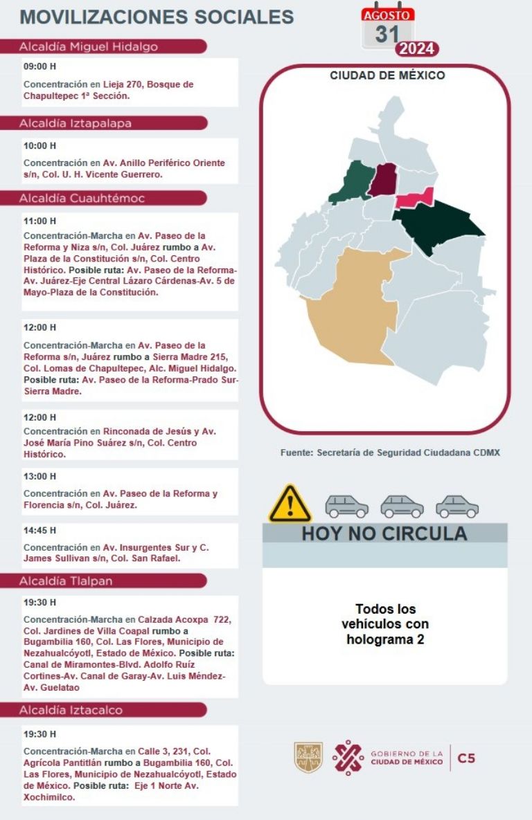Tráfico en CDMX hoy 31 de agosto