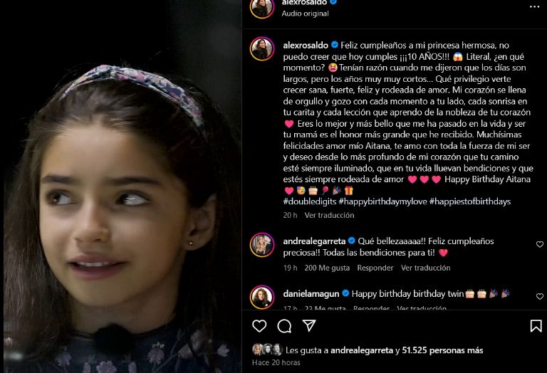 Alessandra Rosaldo comparte mensaje de Aitana 