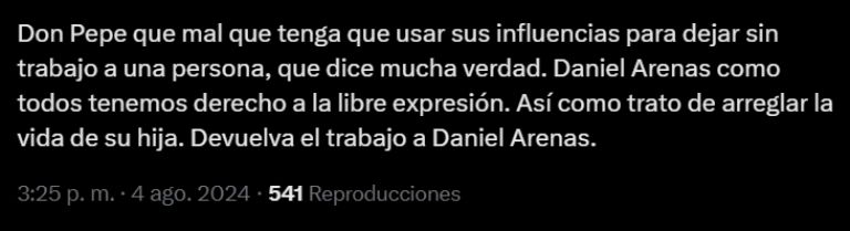 El público está seguro de que la salida de Arenas no fue coincidencia, pues se dio poco después de que se lanzó contra Aguilar y Nodal