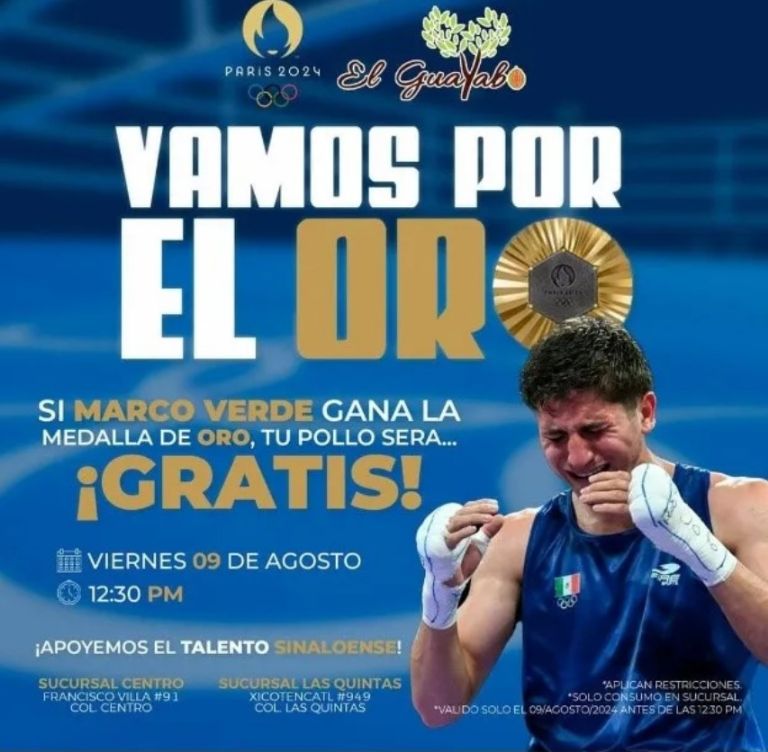 Ofrecen Pollo gratis si Marco Verde gana el oro