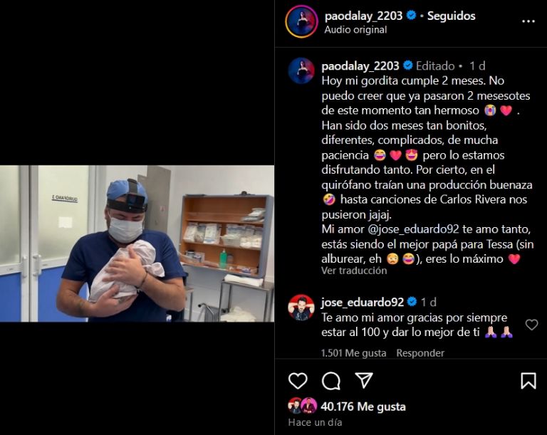 Paola Dalay presume video inédito del nacimiento de Tessa