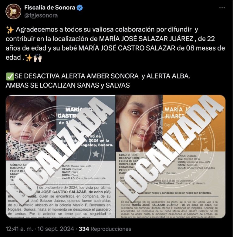 Localizan a madre e hijas desaparecidas en Nogales, Sonora. Foto: Facebook