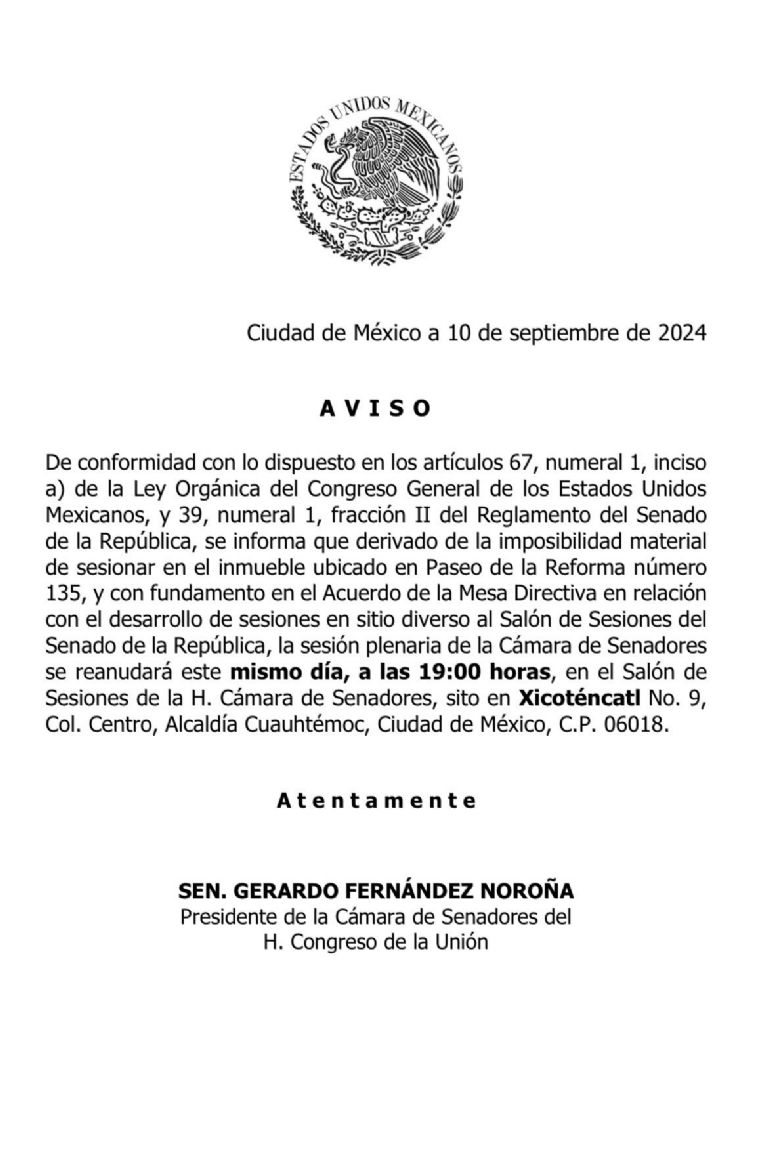 Convocan a sesión en sede alterna