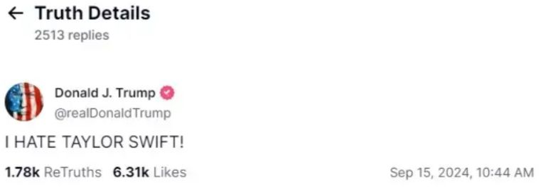Donald Trump declara su odio a Taylor Swift