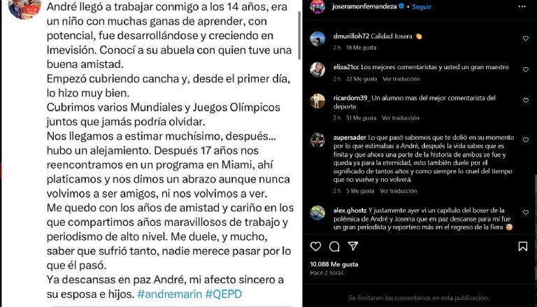 José Ramón Fernández se despide de André Marín 