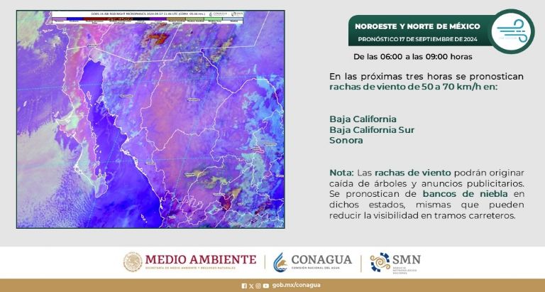Clima en Sonora hoy martes 17 de septiembre 2024. Foto: Conagua