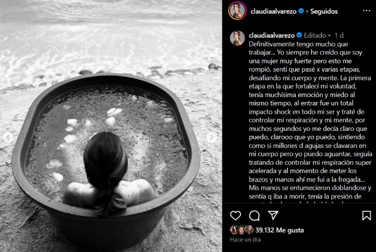 Claudia Álvarez cuenta su experiencia con la tina de hielos