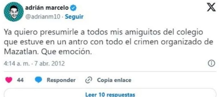 Tweet antiguo de Adrián Marcelo