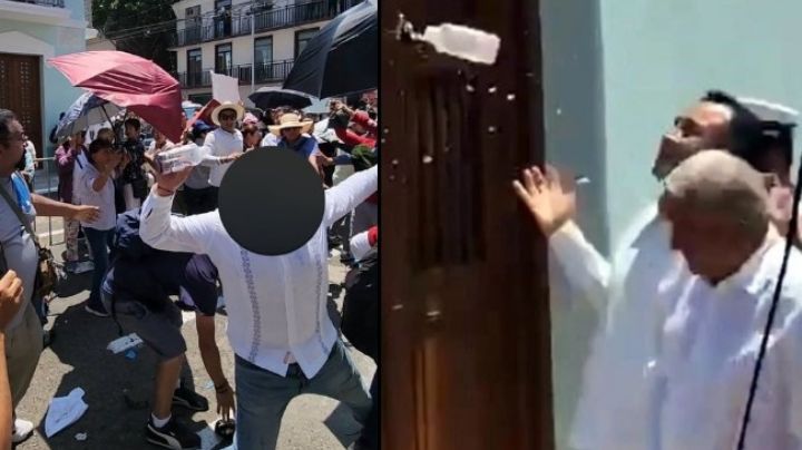 "¡Dictador, dictador!": Abuchean a AMLO a su llegada a Veracruz y le arrojan una botella