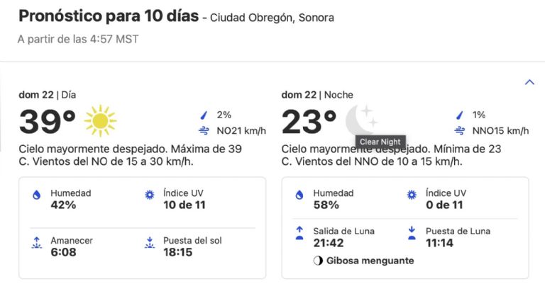 Clima en Ciudad Obregón HOY domingo 22 de septiembre. Foto: Conagua