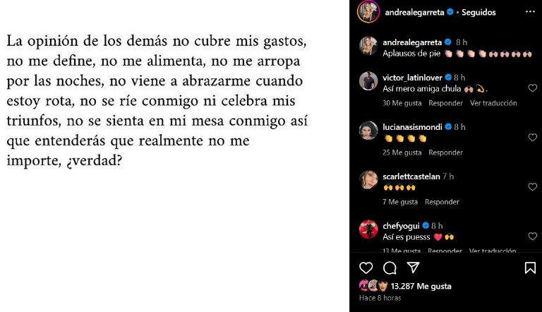Andrea Legarreta lanza indirecta a sus detractores