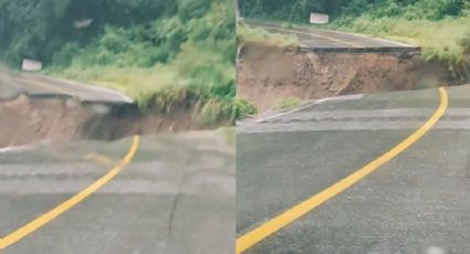 VIDEO: Momento exacto del desplome de la carretera México-Acapulco a causa de 'John'