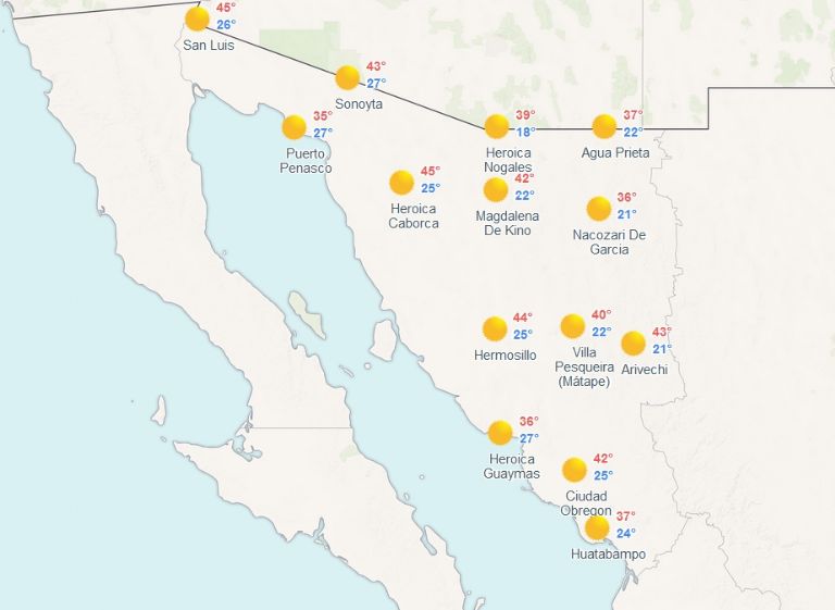 Clima en Sonora para HOY 28 de septiembre