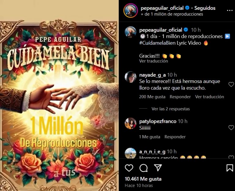 Pepe Aguilar celebra 1 millón de reproducciones con 'Cuídamela Bien'