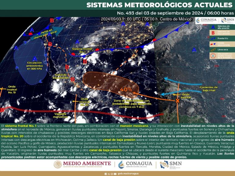 Clima en Sonora hoy martes 3 de septiembre de 2024. Foto: Conagua