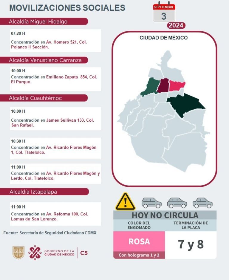 Tráfico en CDMX hoy 3 de septiembre