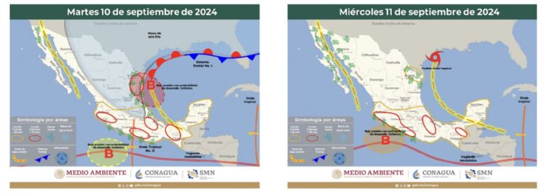 Pronóstico del clima para la segunda semana de septiembre. Foto: Conagua