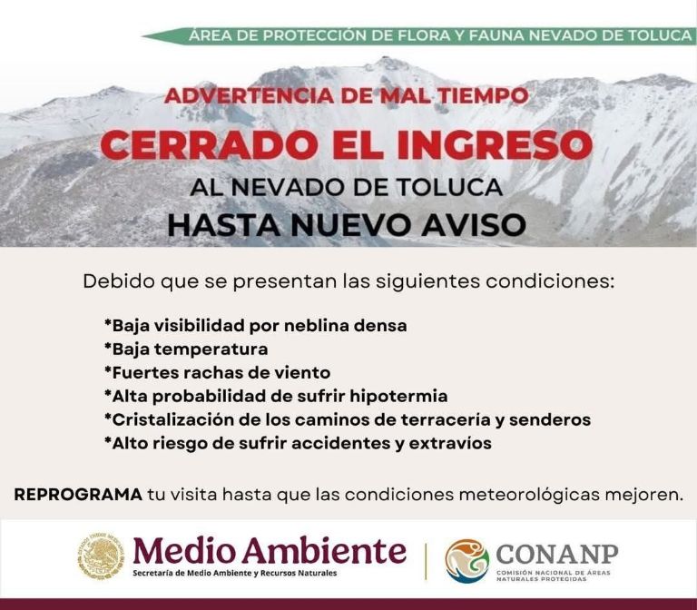 Cierran el Nevado de Toluca