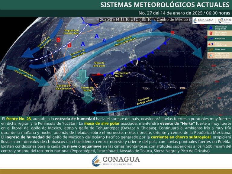 Clima en México para HOY martes 14 de enero de 2025. Foto: Conagua