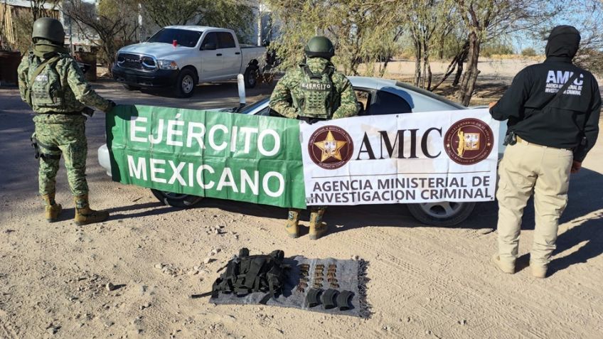 Tras persecución en Sonoyta, aseguran vehículo, cargadores y cartuchos; un criminal huyó