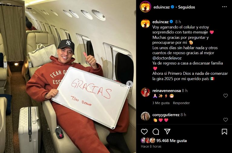 Eduin Caz reaparece tras operación en las cuerdas vocales