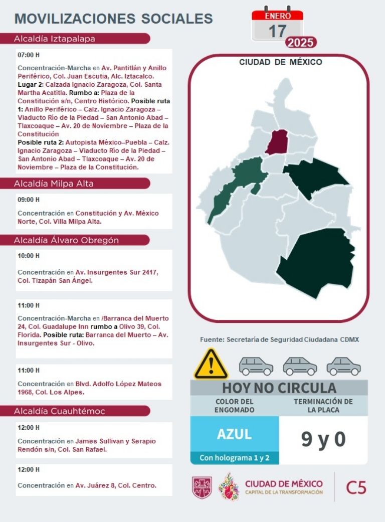 Tráfico en CDMX hoy 17 de enero