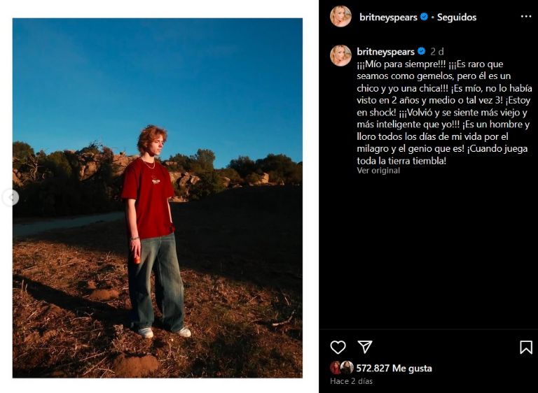 Britney Spears comparte foto de su hijo, Jayden