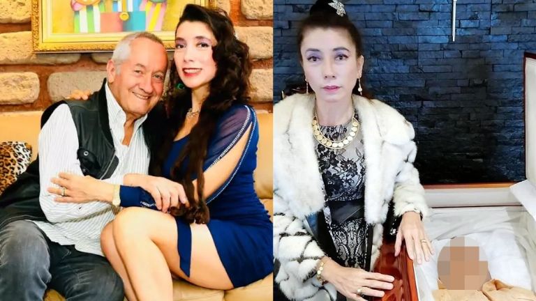 Bella de la Vega causó polémica al tomarse fotos en el funeral de su esposo