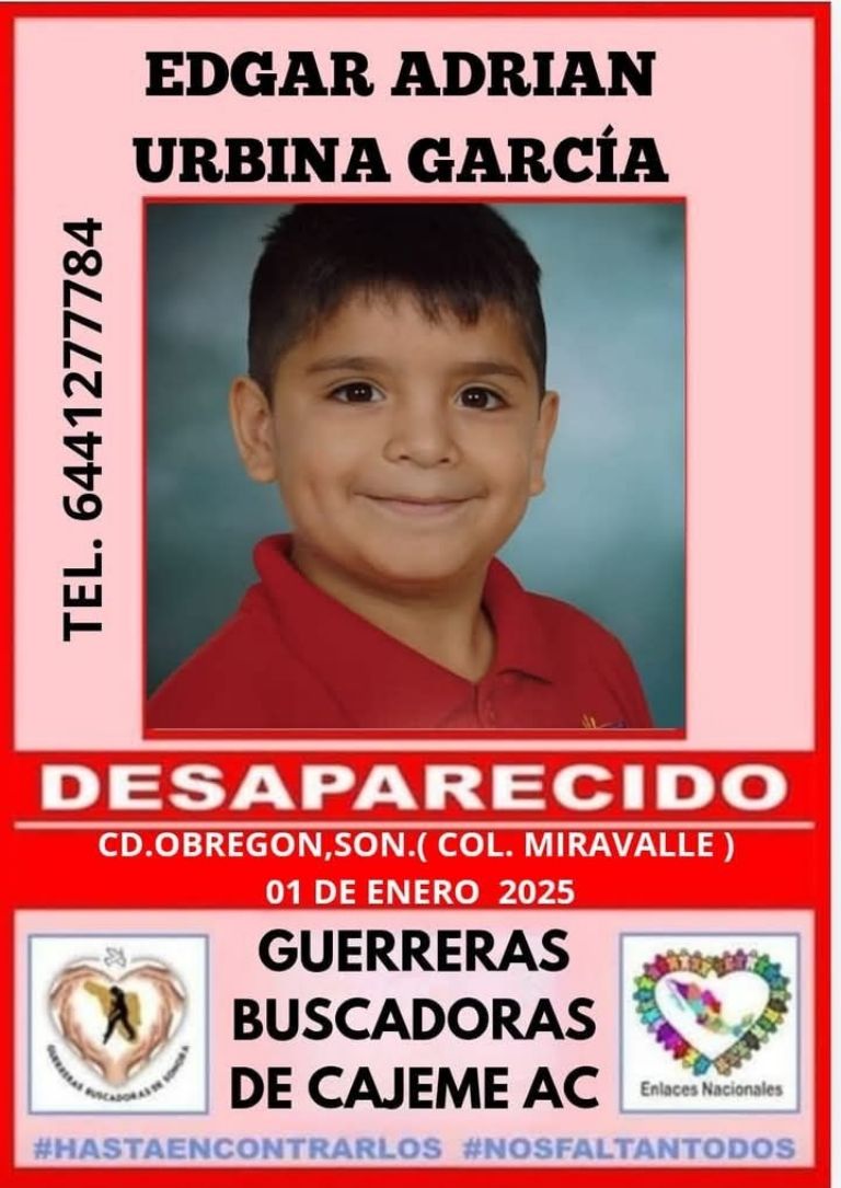 La ficha de búsqueda del joven Edgar Adrián Urbina García