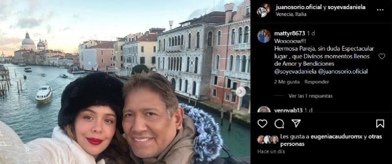 Juan Osorio y Eva Daniela tienen idilio de amor en Venecia