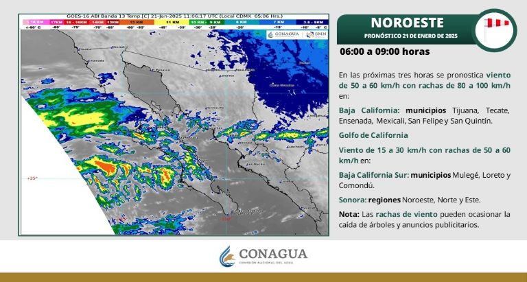 Clima en Sonora para HOY martes 21 de enero. Foto: Conagua Clima