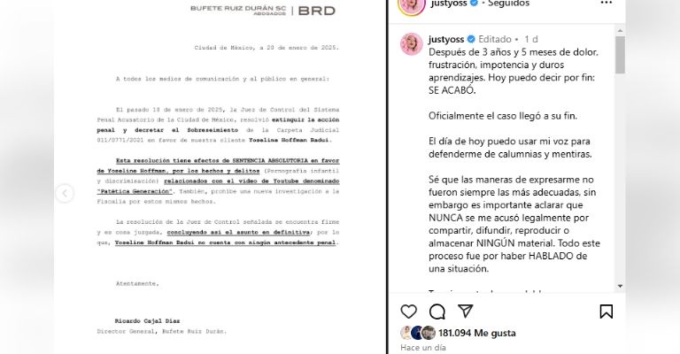 YosStop anuncia quedó absuelta y brinda su primera entrevista sobre su idilio