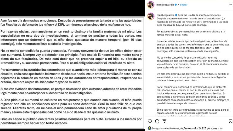 Maribel Guardia confirmó que su nieto vivirá con ella
