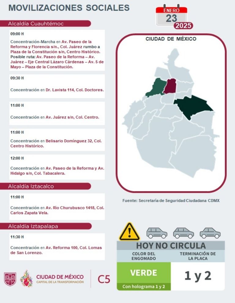 Tráfico en CDMX hoy 23 de enero