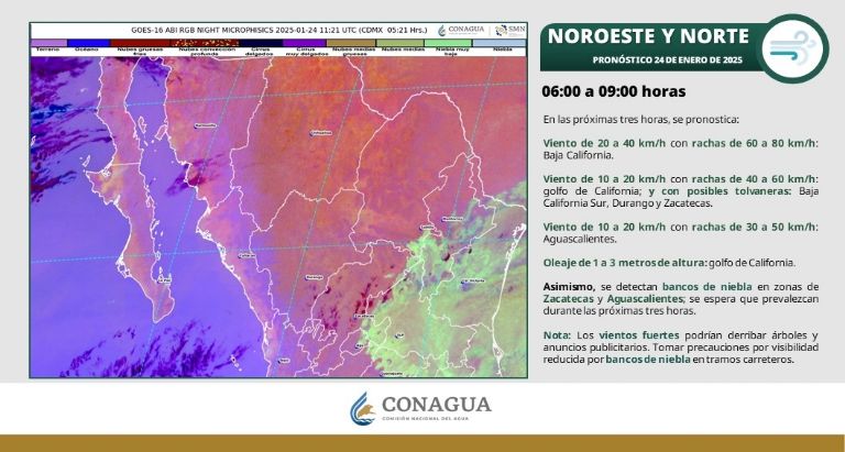 Clima en Sonora para HOY viernes 24 de enero. Foto: Conagua