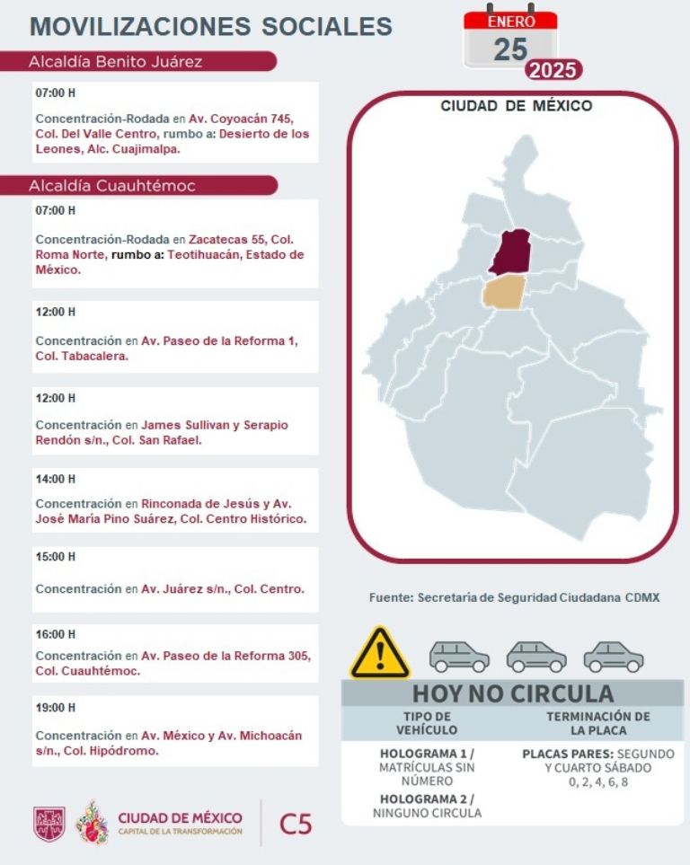 Tráfico en CDMX hoy 25 de enero