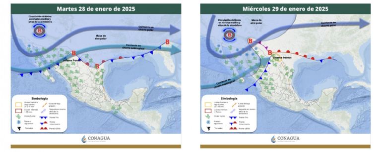 Pronóstico del clima en Sonora para el martes 28 y miércoles 29 de enero. Foto: Conagua