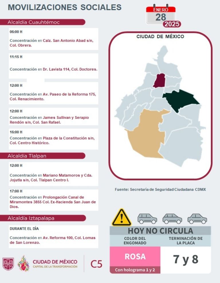 Tráfico en CDMX hoy 28 de enero