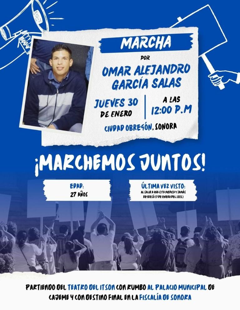 Ciudad Obregón: Marcharán por Omar Alejandro; buscan presionar a las autoridades para su búsqueda 